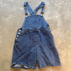 Denim Shortalls Women S Blue Excellent Heart Patch Bib Overalls